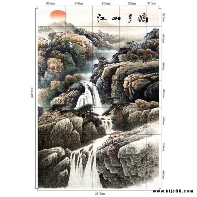 诺曼 瓷砖背景墙简约 大型手绘壁画 玄关艺术背景墙 客厅电视墙背景 现代背景墙瓷砖 花色瓷砖背景墙 国画 鄂尔多斯背景墙