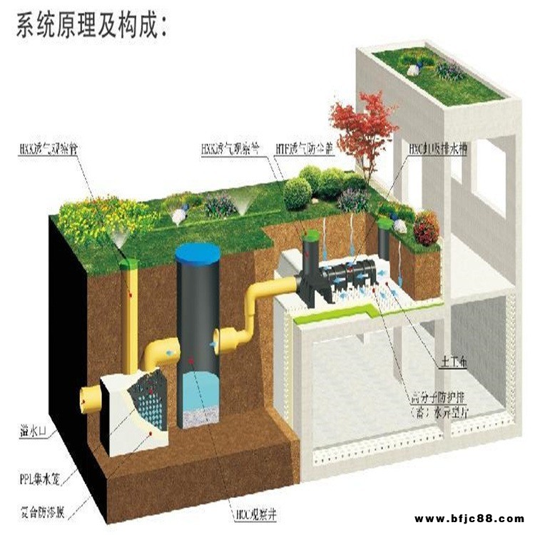 渗蓄排水板 渗蓄排一体板  土壤渗水排水系统 有组织排水收集系统