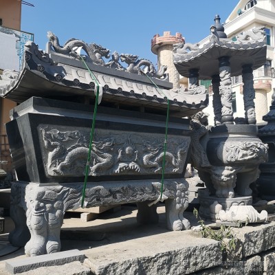 广场青石鼎 祠堂寺院花岗岩石雕仿古香炉 花岗岩长方形石鼎 惠安石雕 香炉批发厂