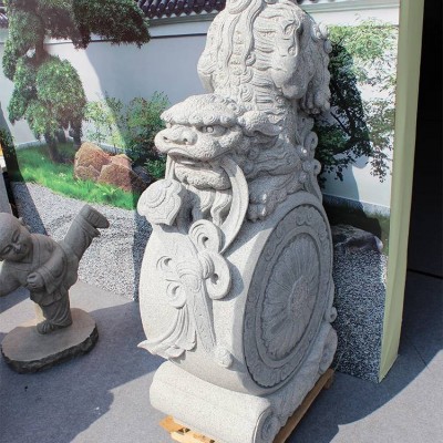 石雕门墩石 花岗岩石雕门鼓石 寺庙石墩抱鼓石　五福临门抱鼓石定制