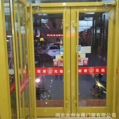 供应商铺铝合金门 店铺铝型材门 钢化玻璃门 带锁推拉式平开门