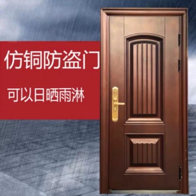 仿铜防盗门气窗摇头家用工程车库房门钢质防晒防雨防锈进户入户门