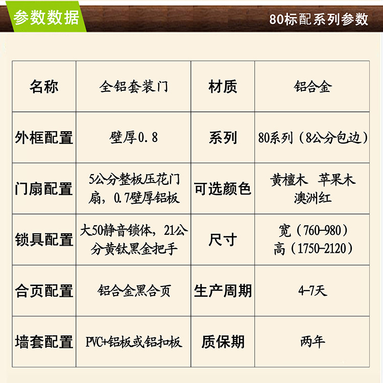 成都厂家直销全铝套装门 铝合金套装门 实木门 80标配 两全其美示例图3