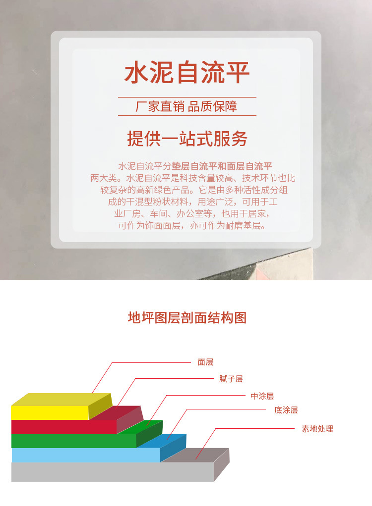 垫层自流平面层商用自流平工程砂浆彩色自流平水泥高强面层自流平示例图1