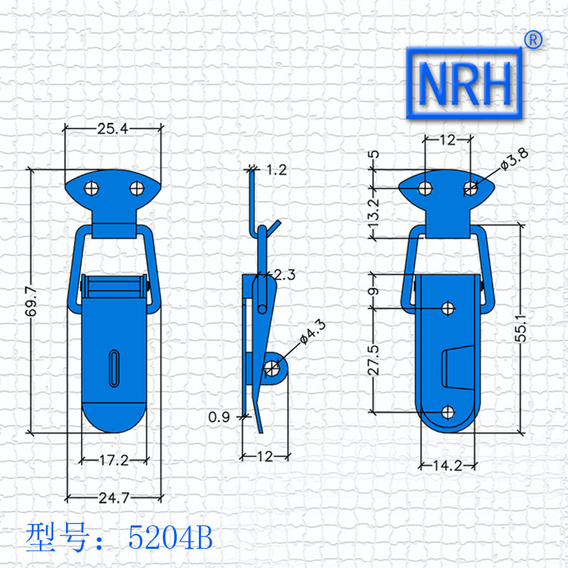 NRH/纳汇55详云锁扣箱包五金弹簧搭扣木箱锁扣工具箱挂锁箱扣锁扣示例图5