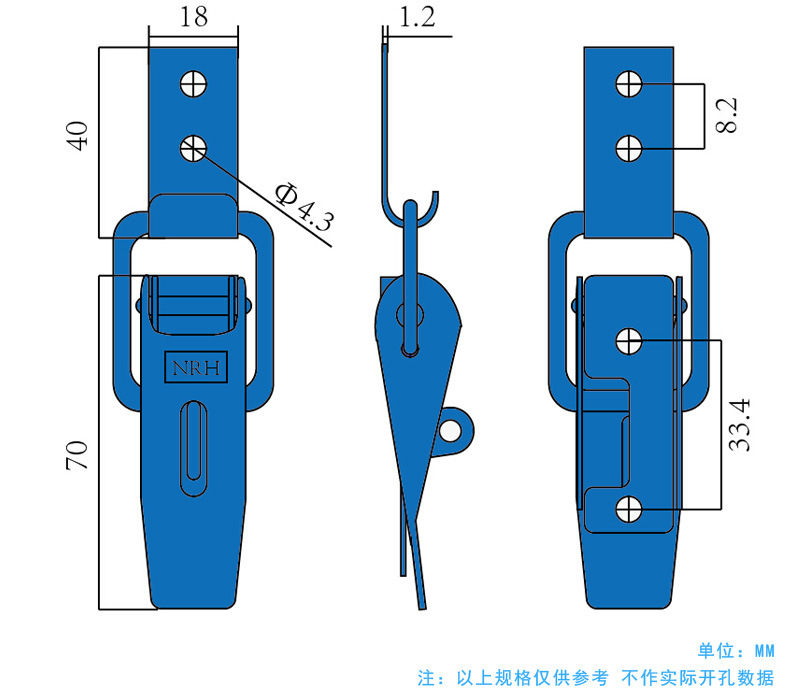 NRH/纳汇环保纯不锈钢304材质搭扣机械设备锁扣室外使用挂锁箱扣示例图2