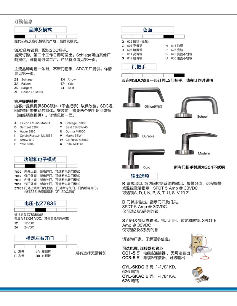 美国SDC 机电一体锁 Z7800示例图2