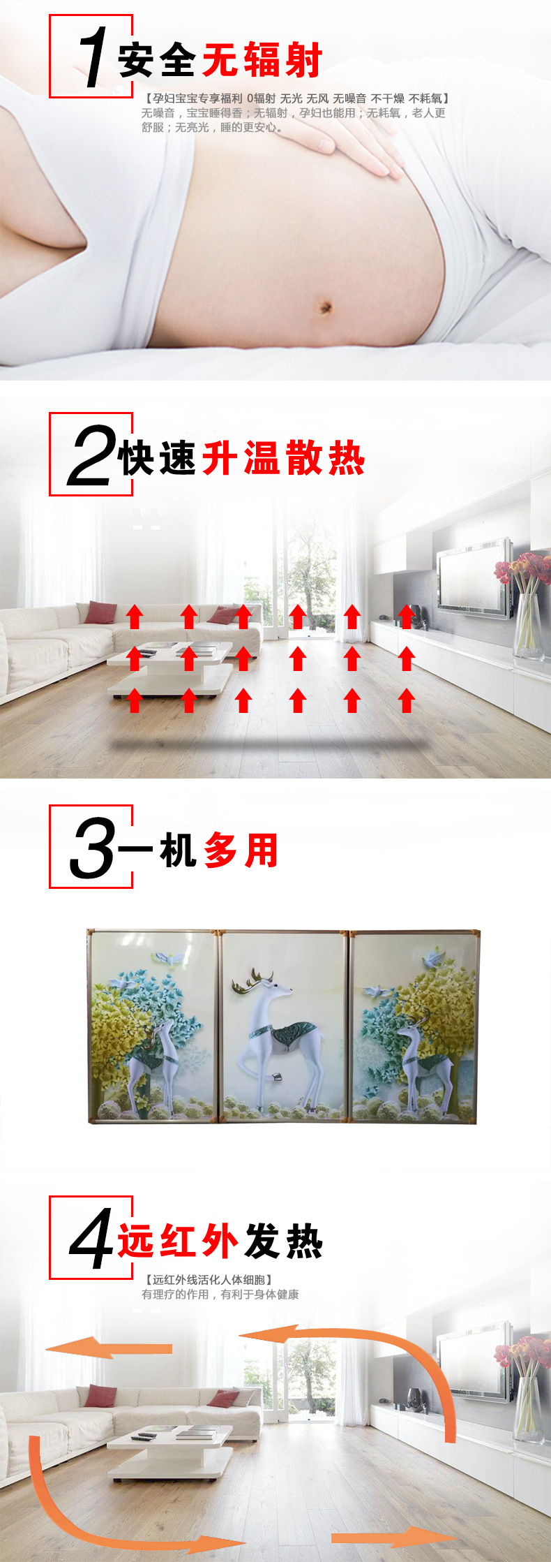 厂家直销碳晶电暖画家用取暖画加热板装饰画壁挂取暖器石墨烯墙暖示例图3