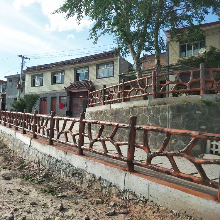 陕西道路隔离护栏仿木栏杆 仿木花箱 艺高景观水泥厂家制作仿木纹栏杆仿树皮栏杆仿竹栏杆规格1.8米示例图4