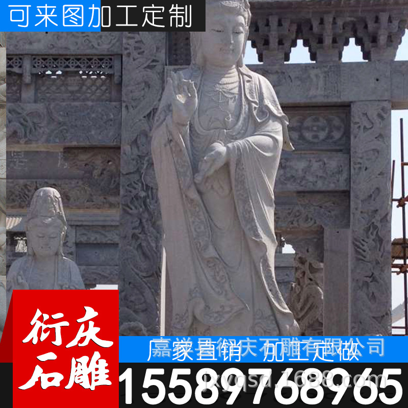 现货供应大量批发青石石雕人物观音像大型寺庙示例图3