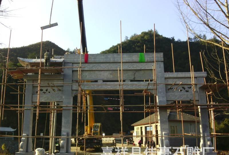 石雕牌坊 石雕大型工程建筑 石雕牌楼 村口寺庙牌坊来图定做示例图3