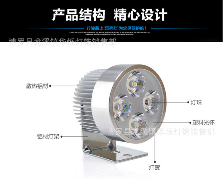 超亮led电动车灯前大灯射灯12V48V60V72V改装摩托车外置强光大灯示例图16