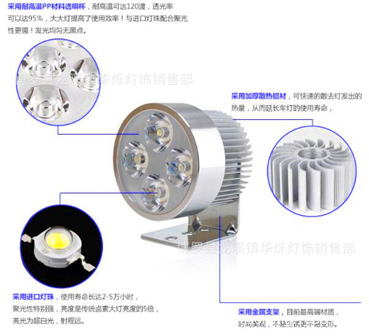 超亮led电动车灯前大灯射灯12V48V60V72V改装摩托车外置强光大灯示例图21