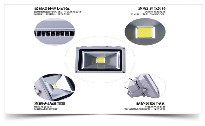 广告射灯亮化工程led投光灯50W 绿化园林照树灯外墙投射灯示例图8