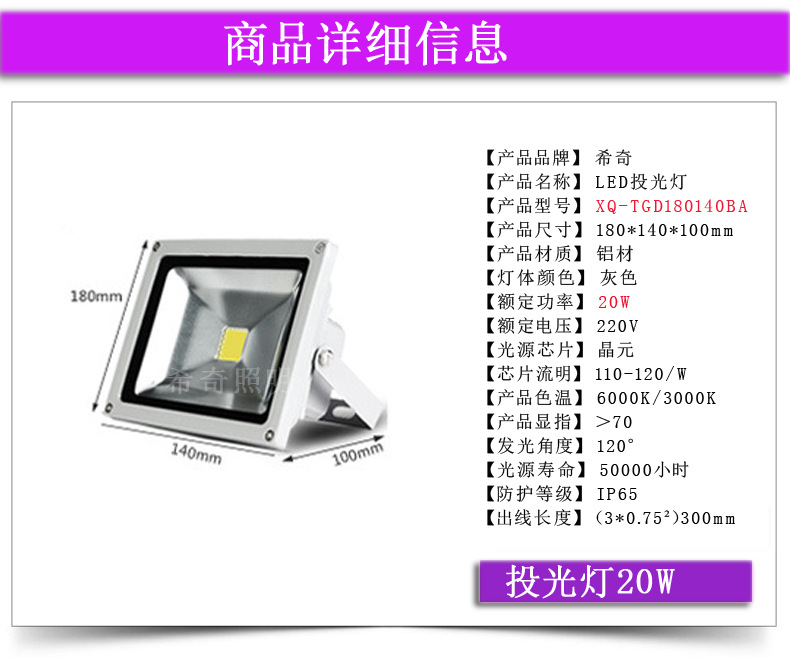 广告射灯亮化工程led投光灯50W 绿化园林照树灯外墙投射灯示例图15