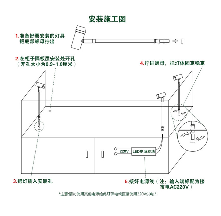 嘉韬led珠宝射灯手机柜台射灯led1W立杆灯led珠宝灯 展示柜led灯示例图12