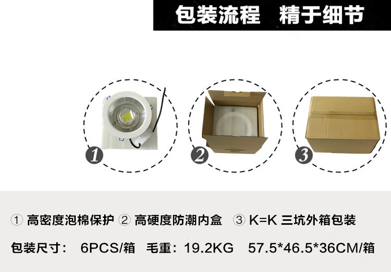 嵌入式射灯 开孔200MM 40W 50W 60W 80W 铝支架安装射灯示例图11