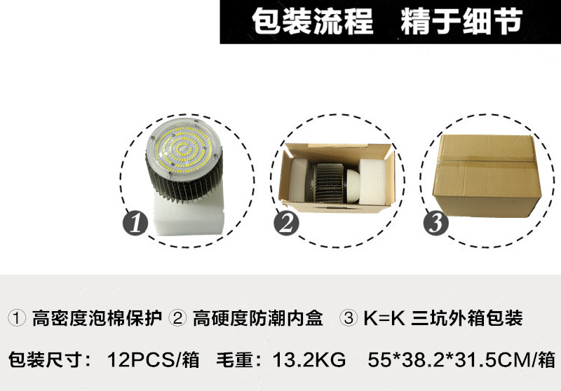 鳍片带底座E40接口LED工矿灯30瓦40瓦50瓦60瓦80瓦工矿灯厂房灯示例图9