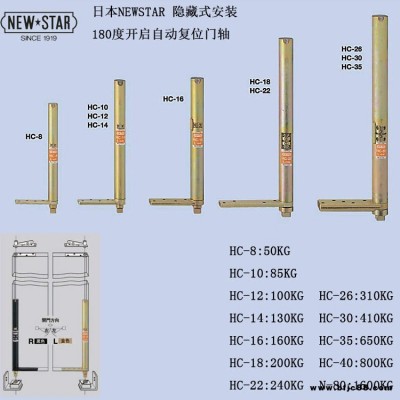 日本NEWSTAR新星品牌HC8 HC10 HC22 HC26 HC35型自关天地铰进口中心转轴重型门合页隐藏暗装