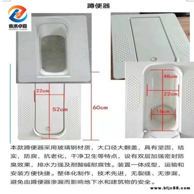 辽源无害化处理旱厕粪便罐 卓嘉玻璃钢蹲便器蹲便器排水管预留尺寸