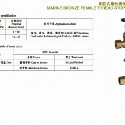 船用内螺纹青铜截止阀CB/T309-1999