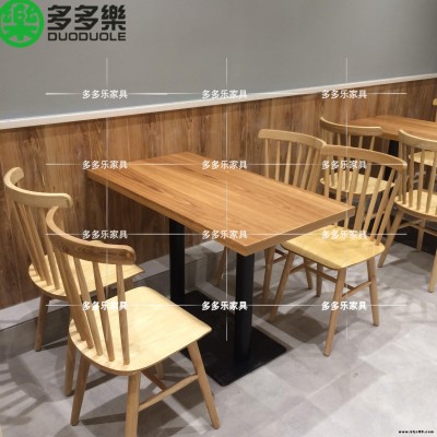 中式餐厅复古实木餐桌 面馆餐桌椅定制 休闲茶餐厅实木桌椅