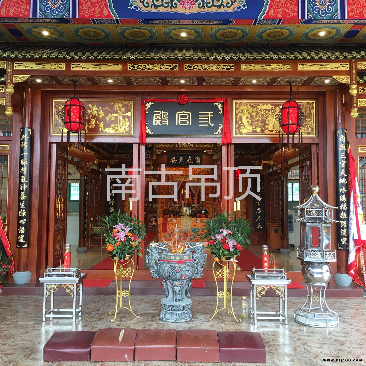 仿古建筑彩绘压边条 寺院佛堂天花板吊顶 横梁装饰板材料