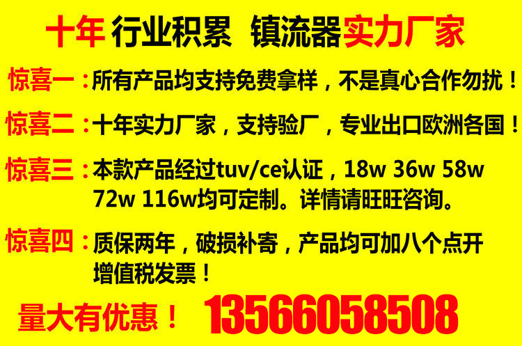 58W荧光灯电子镇流器 紫外线灯镇流器 嗮板灯镇流器 CE认证紫外灯示例图1