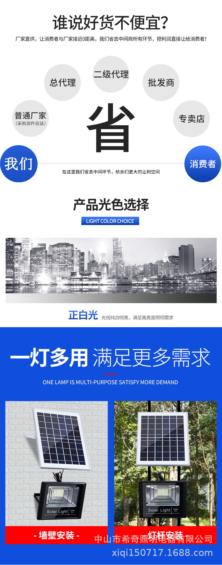 太阳能家用户外投光灯 聚宝盆款庭院灯 户外防水LED太阳能路灯示例图2