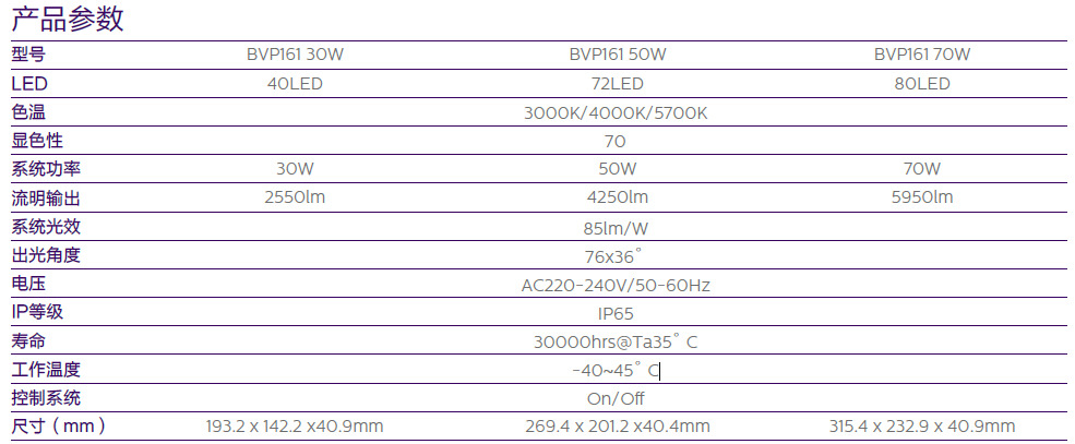 飞利浦LED Mini Tempo投光灯BVP161/70W/50W/30W示例图1
