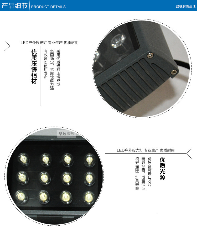 LED投光灯 隧道灯12W泛光灯户外防水 厂家直销货源示例图12