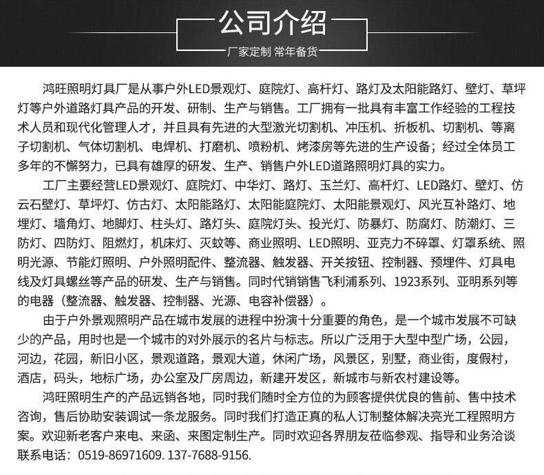 厂家批发现代欧式户外单头庭院灯家用公园防水压铸铝庭院灯定制示例图131