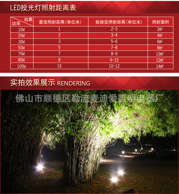 LED投光灯 足瓦10-50WLED泛光灯 110-220V或12V  IP65 厂家供应示例图2