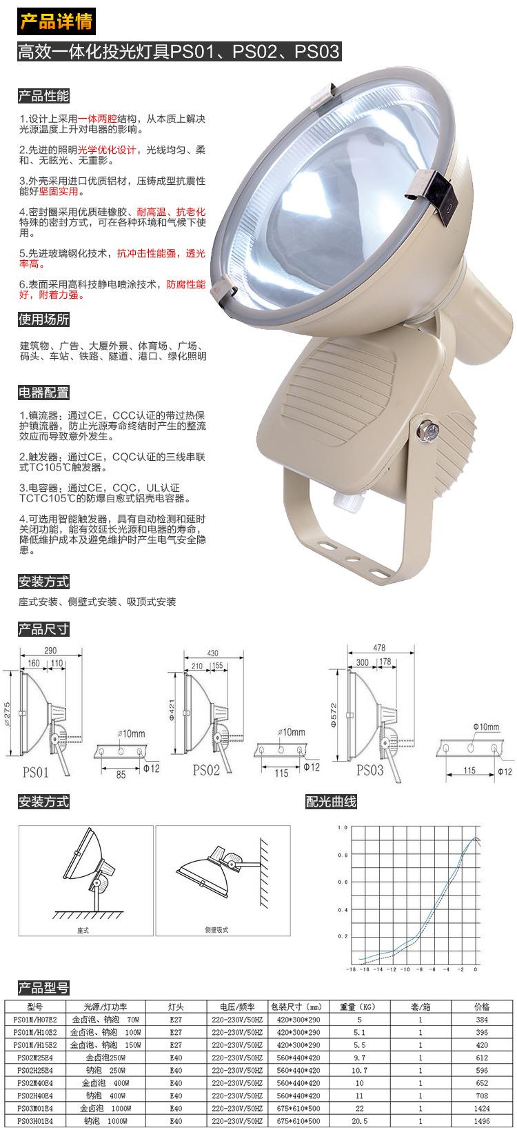 生产销售高效一体化投光灯 大功率金卤投光灯 1000w投光灯示例图1