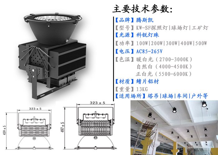 LED防水投光灯 500W 400W 300W 200W 100W投光灯 LED广场照明示例图3