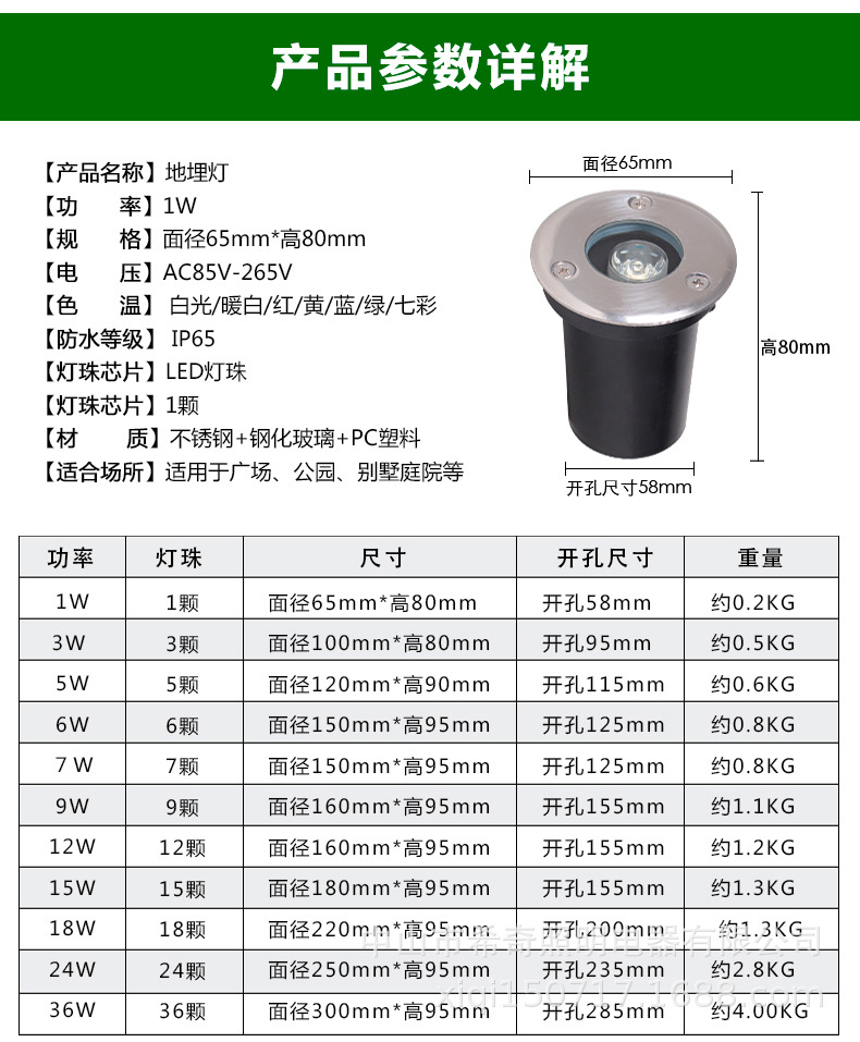 草坪灯地埋灯led户外防水嵌入式照树灯庭院灯七彩埋地灯公园别墅示例图6