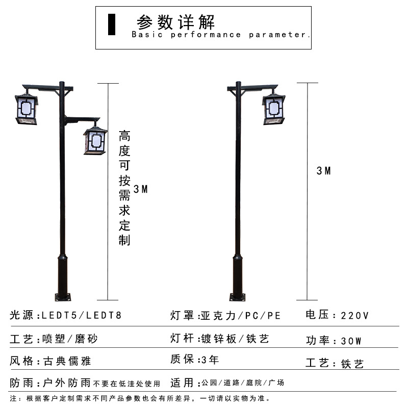 LED户外仿古灯复古照明亮化景观灯庭院灯公园园林小区道路街道示例图7