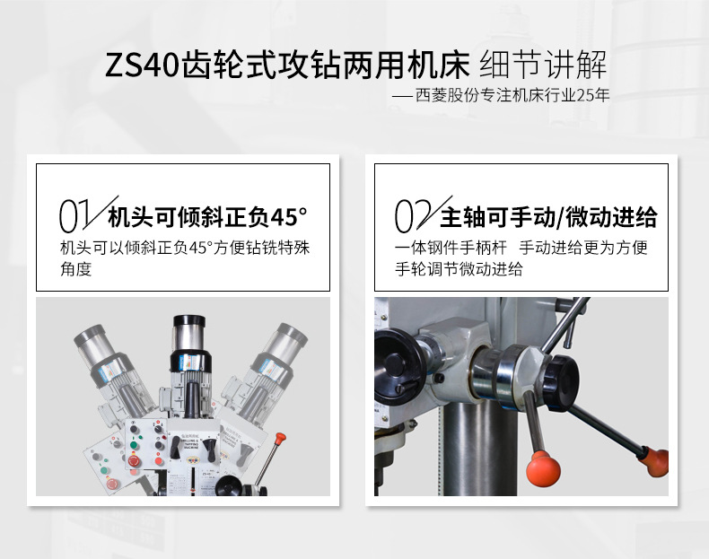 浙江西菱齿轮式钻攻两用机全系列ZS-40-ZS-40P齿轮式高效机床示例图4