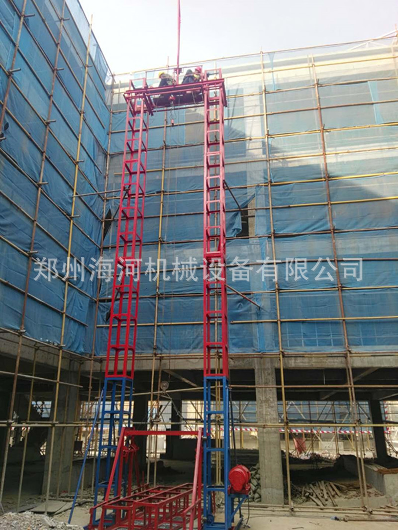 供应福建泉州专用盖房提料机 两柱一笼升降设备 双株单笼龙门架示例图6