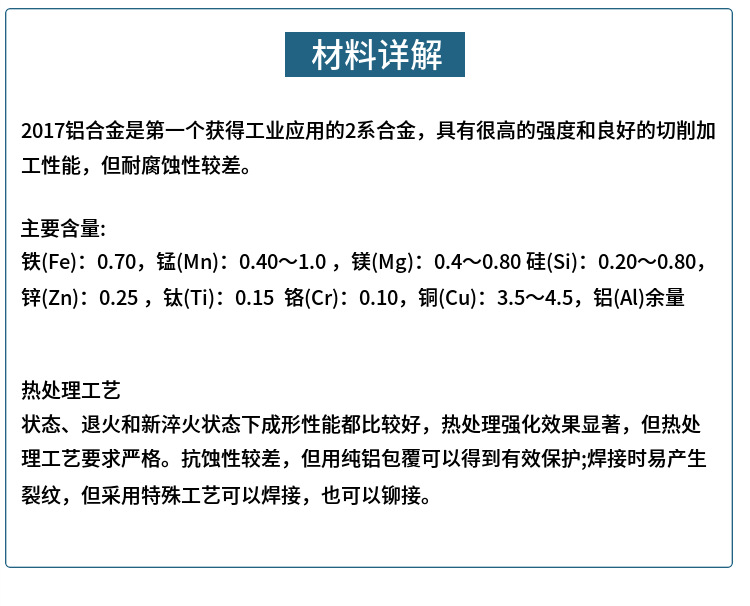 进口2017铝棒 2017耐热硬铝棒 2017高强度铝棒示例图6