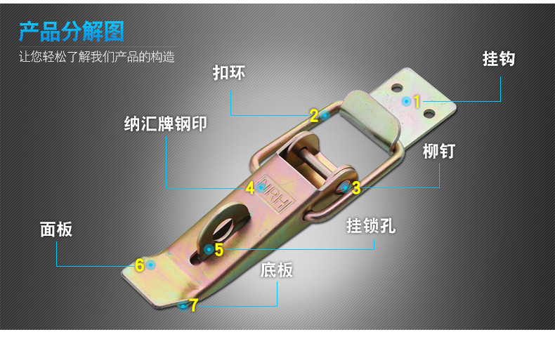 厂家直销木箱卡扣 重型五金搭扣 纳汇工业五金锁扣批发示例图4