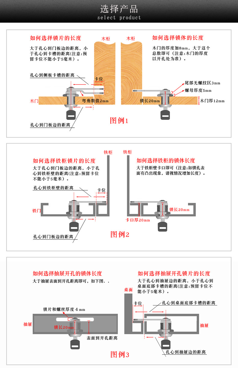 信报箱锁30MM档案柜储物柜锁橱柜锁铁皮文件柜锁更衣柜门柜子锁芯示例图15