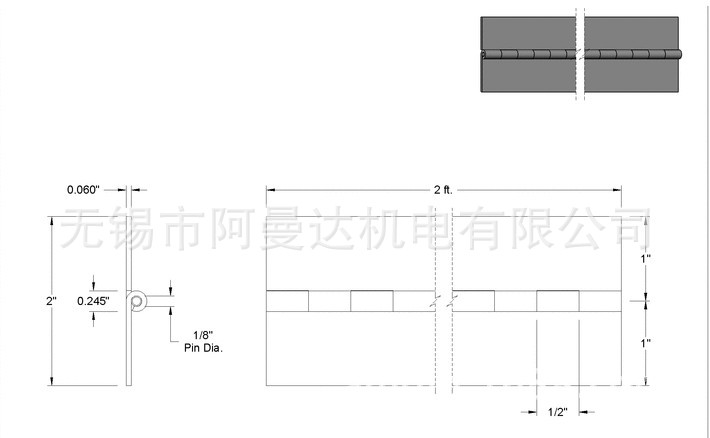 AMDA-MC 304型 不锈钢 铰链 .060&quot;2&quot; 1/8&quot; 1582A271 阿曼达供示例图2