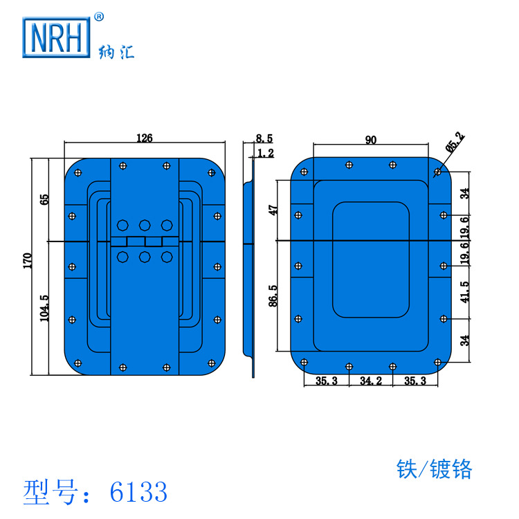 航空箱大合页木箱支撑合页摇头灯箱激光灯箱合页大号背撑合页铰链示例图2