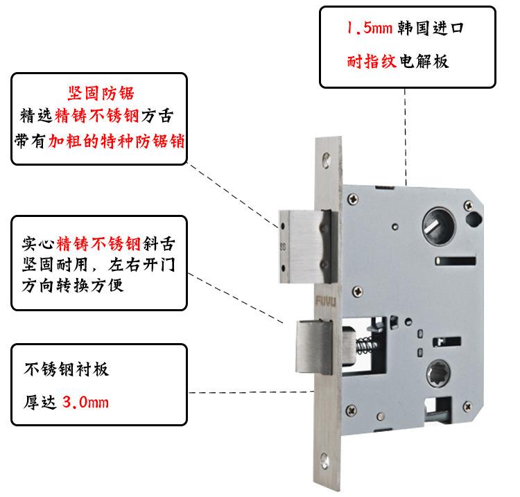 富宇FUYU	锌合金别墅大门锁	豪华入户木门门锁	中山锁具生产厂家示例图7