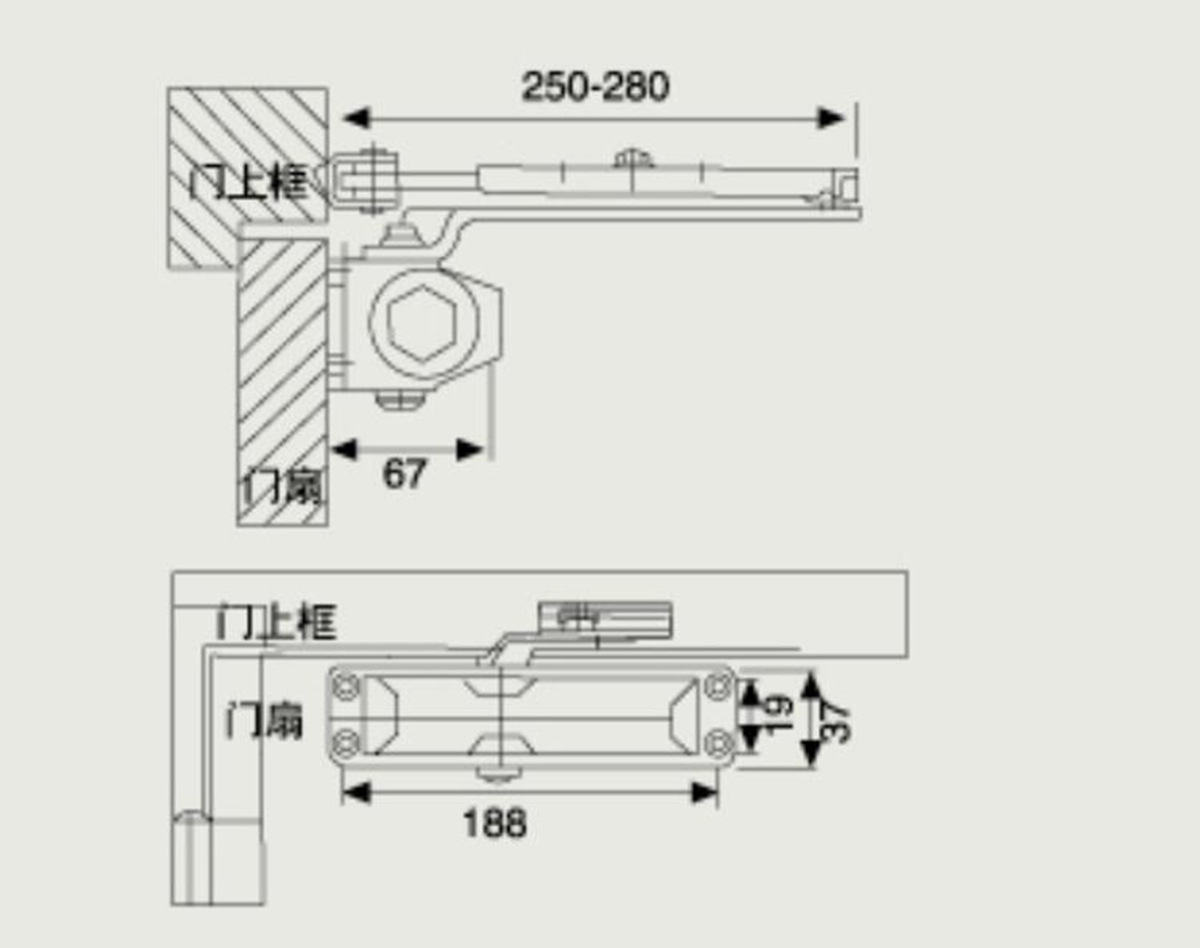 062液压闭门器 大号铝合金防火门自动可调缓冲90度非180度特价示例图4