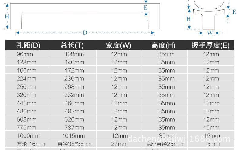 金属不锈钢橱柜拉手家具小拉手拉丝方形直角焊接中美欧式201 304示例图3