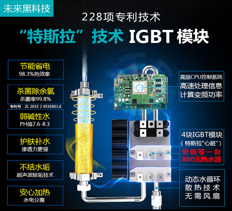 斯瑞斯特磁能即热式电热水器小型家用免储水速热淋浴器镜面银变频示例图4