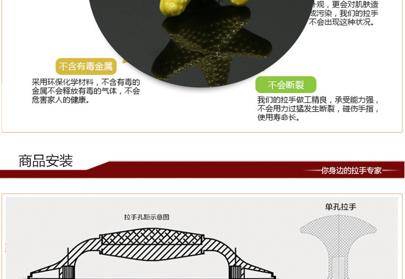 陶瓷拉手橱柜抽屉黑白新款卡通海星欧式家具柜门把手工厂直销示例图21