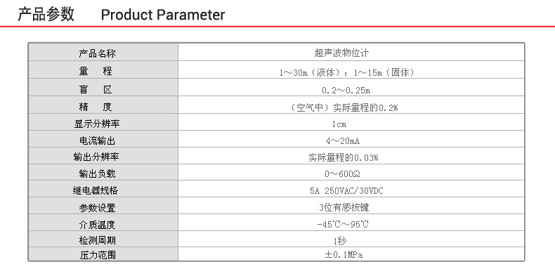 超声波产品参数